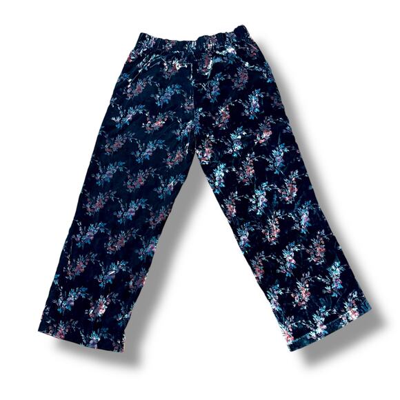 Zara Size M Black Floral Velvet Pull-On Pants Trafaluc Collection Boho - Picture 3 of 3